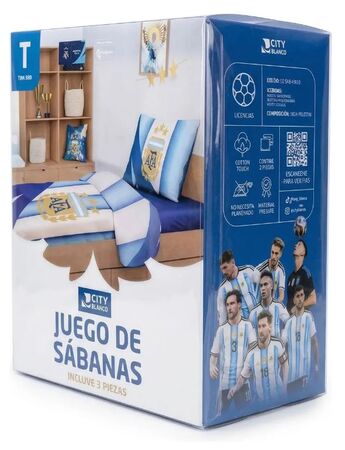 JUEGO DE SÁBANAS AFA CELESTE Y BLANCA