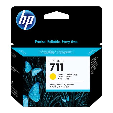 Pack 3 Cartuchos De Tinta Designjet HP 711 Amarillo CZ136A