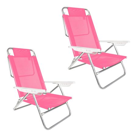 Kit X2 Silla Reposera P/Playa Aluminio Mor Summer Color Rosa