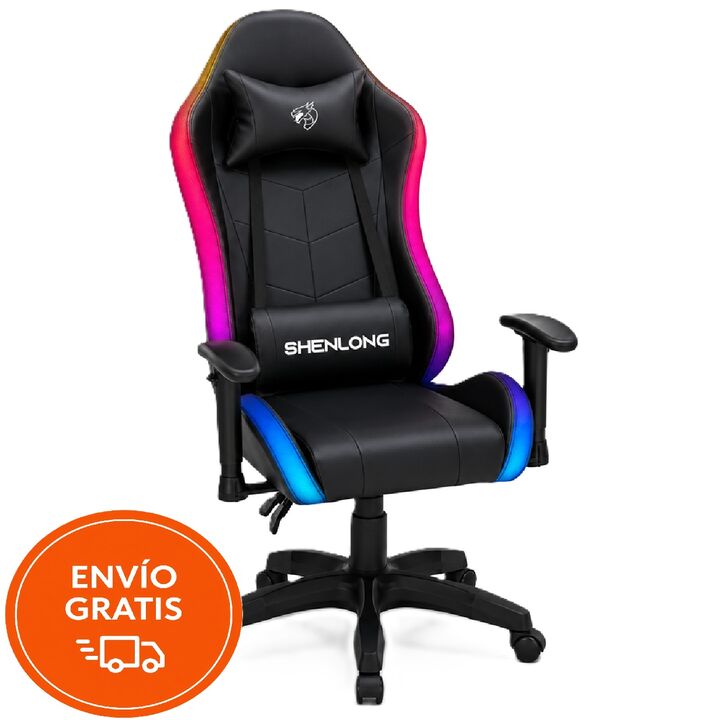 Silla Gaming Shenlong GC150 Iluminación RGB Reclinable, Incluye Control Remoto - Vista 1