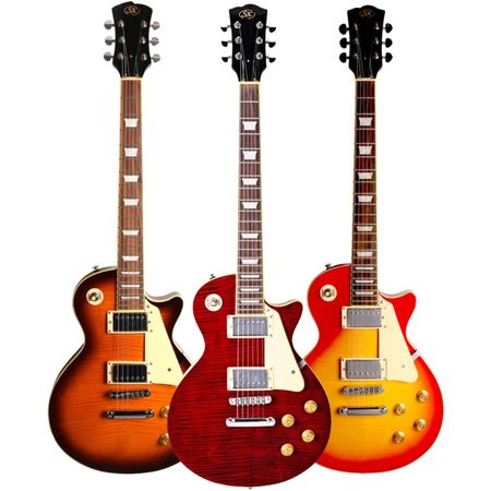 SX EF3D . Guitarra eléctrica tipo Les Paul flameada. Potencia y sustain
