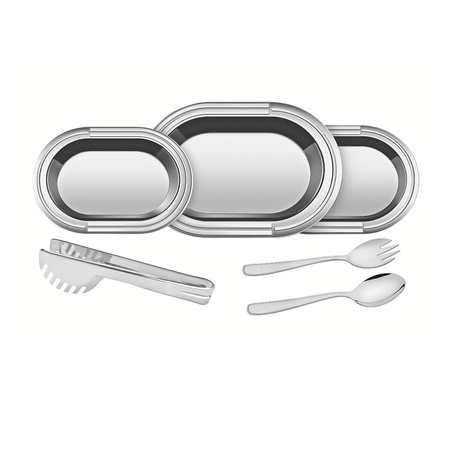 Bandeja Oval + Accesorios Servir Tramontina 6 Pzs Acero Inox Inox