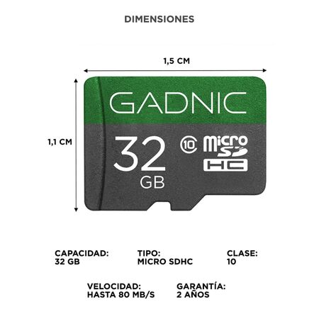 Memoria Micro SDHC GADNIC 32gb Clase 10