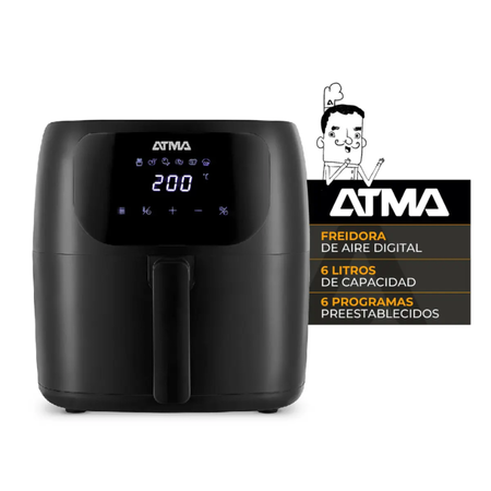 Freidora Digital 6.5L Atma Negra Fr60arbp 1300w