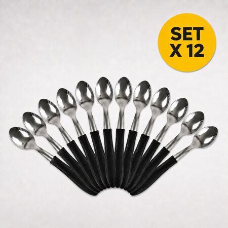 Set X12 Cucharitas de Te 13cm Acero Inoxidable Negro
