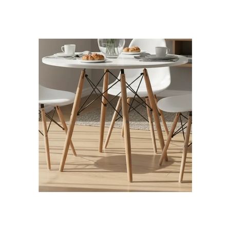 Juego De Comedor Mesa Eames 120cm+4 Sillas Eames Blanco