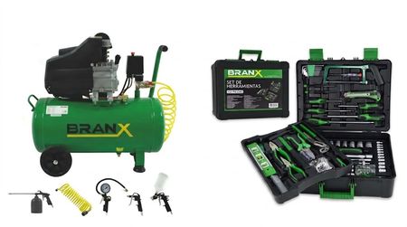 Compresor De Aire 50lts Branx  Set De Herramientas 112 Pzas