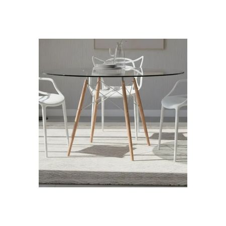 Juego De Comedor Mesa De Vidrio 120+4 Sillas Allegra Blanco