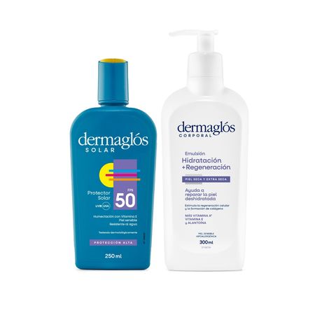 Dermaglos Set Protector Solar Fps50 + Emulsion Regeneracion