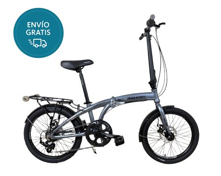 Bicicleta Plegable Raleigh Curve / Gris / Cuadro de aluminio / Frenos a disco mecanico / 6Vel. / Rodado 20".