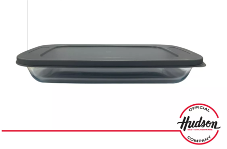 Fuente Rectangular De Vidrio Para Horno Con Tapa Gris 29x34x5 cm
