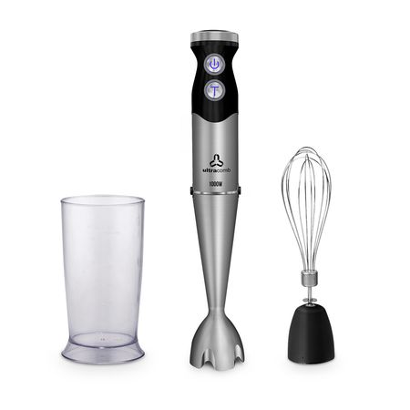 Licuadora De Mano Batidora Ultracomb Lm-2530 1000w Acero Inoxidable Pie Inox Batidor Y Vaso 800ml Negro