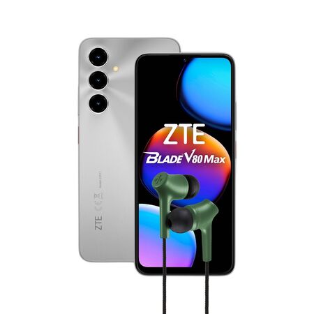 CELULAR ZTE V80 MAX PLATEADO 4+256gb + Auriculares HUNE con Microfono Tipo C - Bosque-#COMBO#-