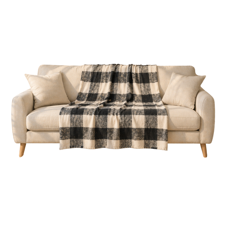 Manta Algodón Frizado Cuadrillé 150x130 Premium Negra