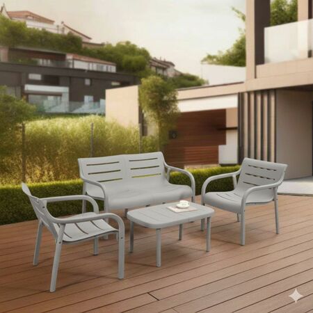 Juego De Living Estilo Libre Gris Jardin Interior Exterior