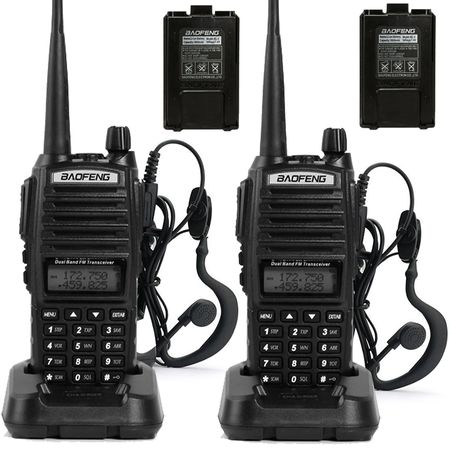 Handy Baofeng UV-82 10w Kit x2 Bi-Banda 128CH Hasta 20km + 4 Baterías y 2 Manos Libres