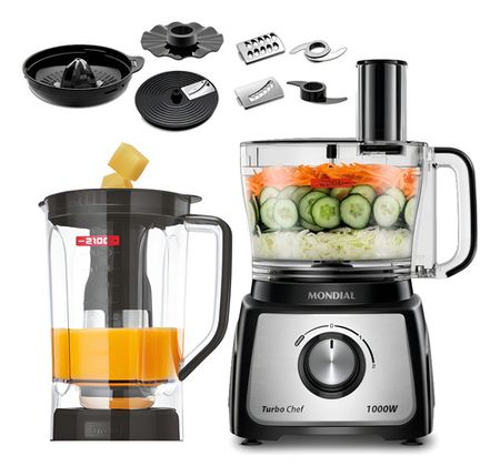 Multiprocesadora Mondial Turbo Chef 1000 W 9 En 1 - Negro