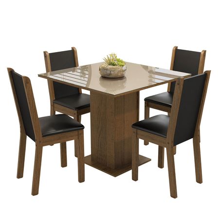 Juego De Comedor Mesa Con Tapa De Vidrio 4 Sillas Tifani