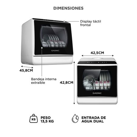 Lavavajillas De Mesada Gadnic Compacto 5 Cubiertos Eco