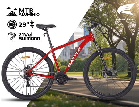 Bicicleta Mtb Battle Alumino R29 T210 21 Vel. SHIMANO TOURNEY Talle 18 Roja FMB21ROJ18P