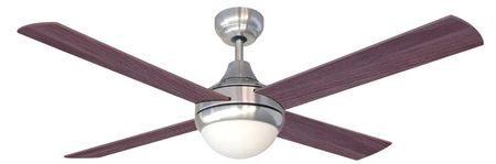 Ventilador De Techo 5 Velocidades Palas Reversibles Liliana Estructura Plateado Aspas Madera de haya/Madera de wengue
