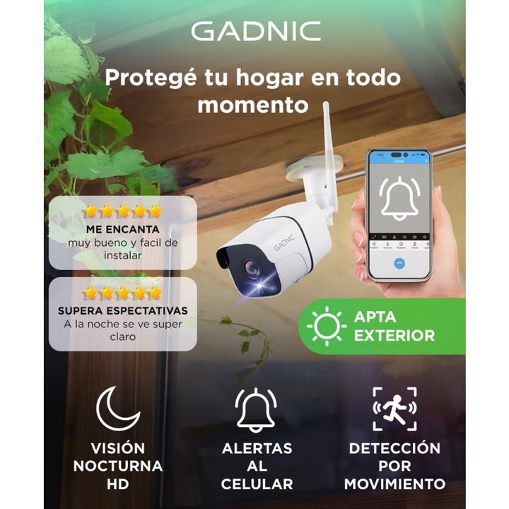 Cámara de Seguridad Gadnic SX37 Bullet Interior / Exterior IP WiFi Full HD Visión Nocturna - Vista 2