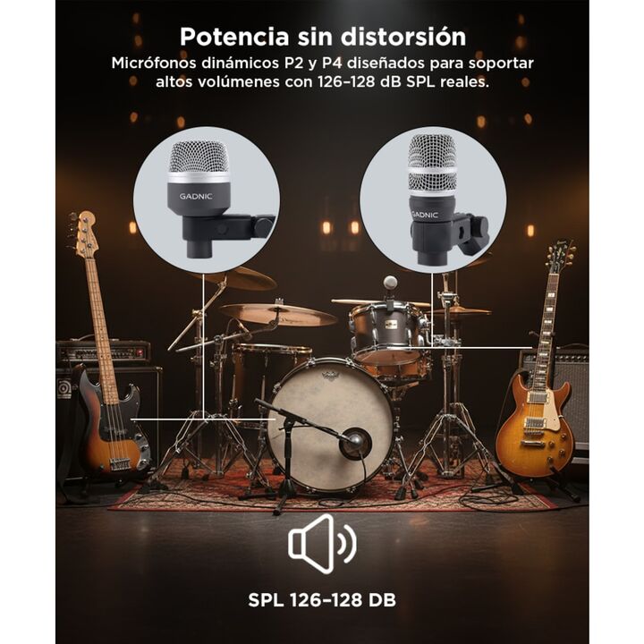 Kit de Micrófonos Gadnic para Baterías - Vista 3