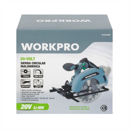 Combo Sierra Circular 20v + Batería 4.0ah + Cargador WORKPRO