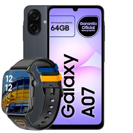 Celular Samsung Galaxy A07 64GB negro + Smartwatch Colmi Boca C8 Negro