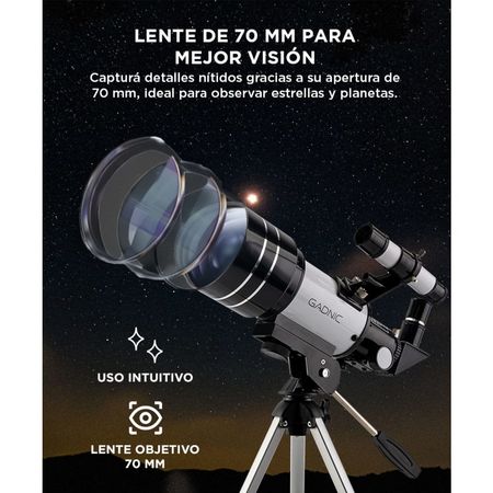 Telescopio Reflector Gadnic 300x70 Fácil De Montar