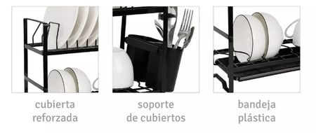 Secaplatos escurridor CHICO Hudson 2 pisos acero NEGRO