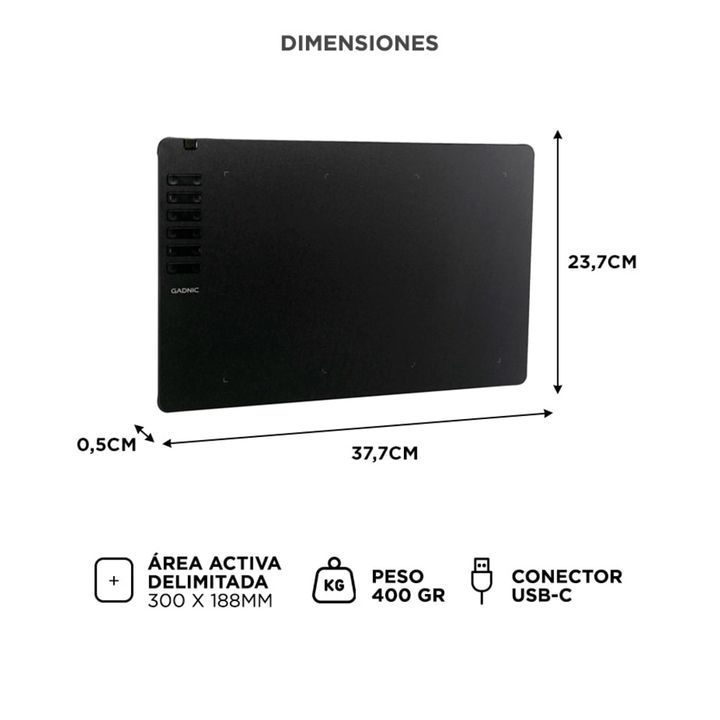 Tableta de Dibujo Gráfico Gadnic 8192 Niveles de Presión - Vista 6
