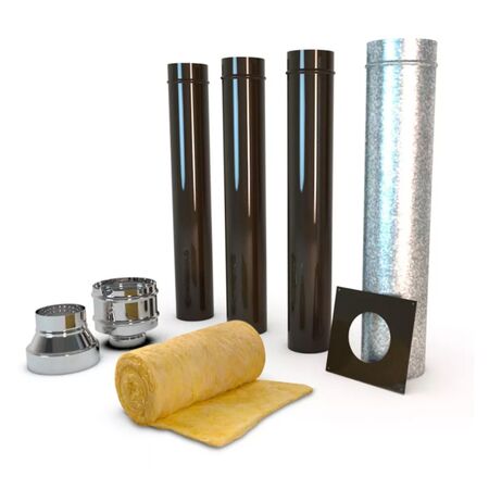 Kit Instalación Calefaccion Ñuke Enlozado Negro 4'' Techo