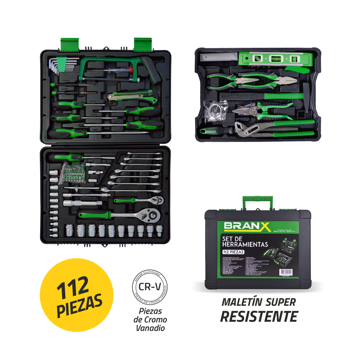 Set Juego Herramientas Maletin Branx 112 Pzas Cromo Vanadio - Vista 1