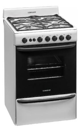 Cocina A Gas Longvie 13601bf 60cm Blanca Cajón Parrilla Color Blanco