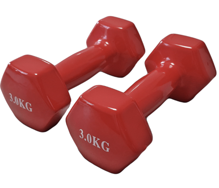 Par de pesas mancuernas hierro engomadas 3 kgs c/u + kit de regalo