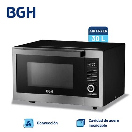 Microondas BGH Digital 30 Litros Grill Air Fryer Inoxidable/Negro B330DFN24