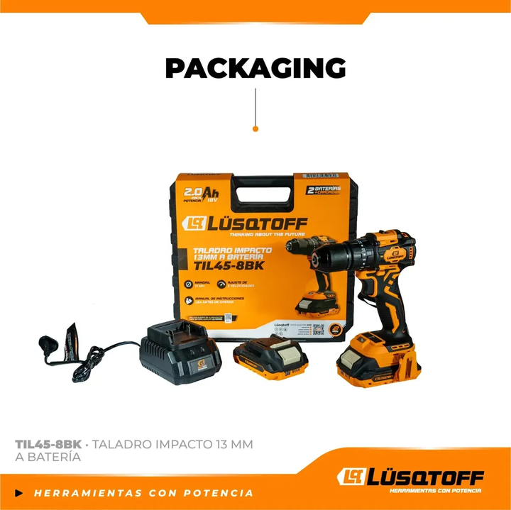 Taladro Percutor Lusqtoff Til45-8bk 13mm 18v Mandril Metal Naranja 50 - Vista 3
