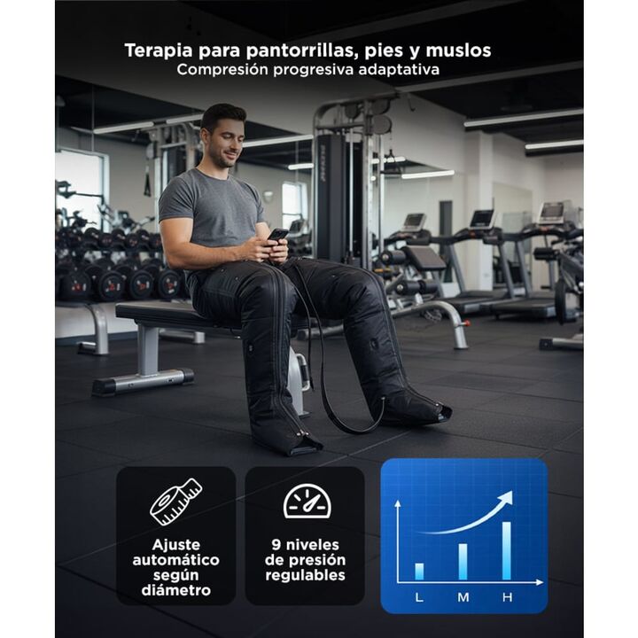 Botas de Presoterapia Gadnic Recuperacion Muscular 9 Niveles Piernas Cintura (Negro L) - Vista 3