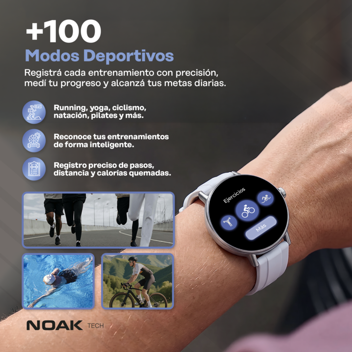Smartwatch Noak M30 Classic Redondo 1.27" TFT-LCD IP68 - Vista 6