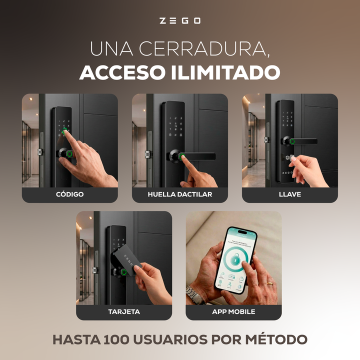 Cerradura Smart Digital Wifi Zego Tarjeta App 6068 Steel-line Negro - Vista 4
