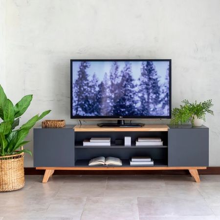 Mueble TV cpuertas Kali 1.50 Gris grafito TVKALI15M3EU