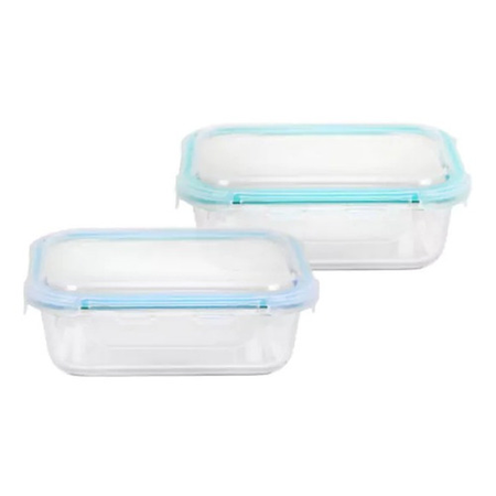 Recipiente Contenedor De Vidrio 1.52 Lt Con Tapa Rectangular