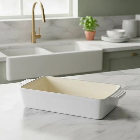 Fuente Asadera De Hierro Enlozado Feuer 34x24cm Blanco