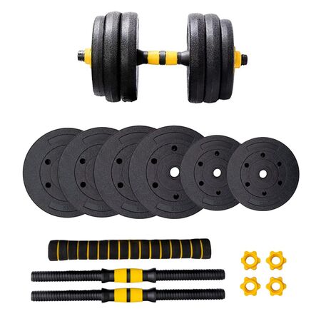 Kit Mancuernas Y Barra Force By Gadnic 25 Kg Discos Pvc Conversor A Rosca Entrenamiento Completo