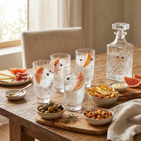 Set x 4 Vasos Copas Vidrio Amore 400 cc Facetado Pasabahce