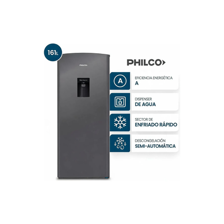 HELADERA PHILCO PHSD179PD2 ONE DOOR CON DISPENSER PLATA