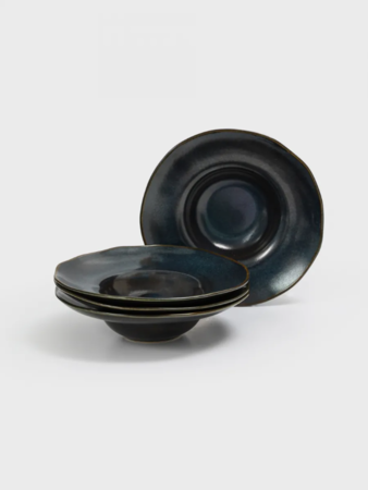 Set 4 Platos Hondo Avant Garde Stoneware 28cm Oceano 