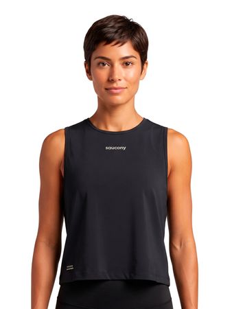 Musculosa Saucony Triumph Crop Mujer Running Negro