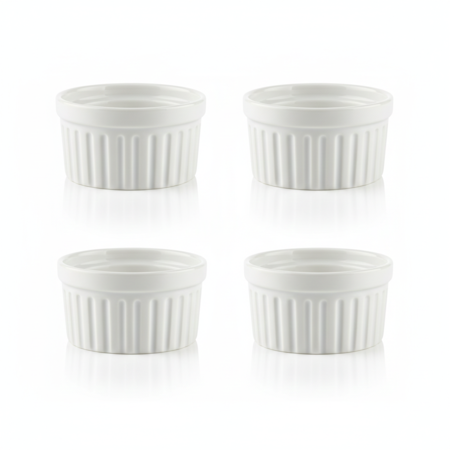 Set x 4 Dips Bowls Souffle 9.5cm Redondo Blanco Cerámica 